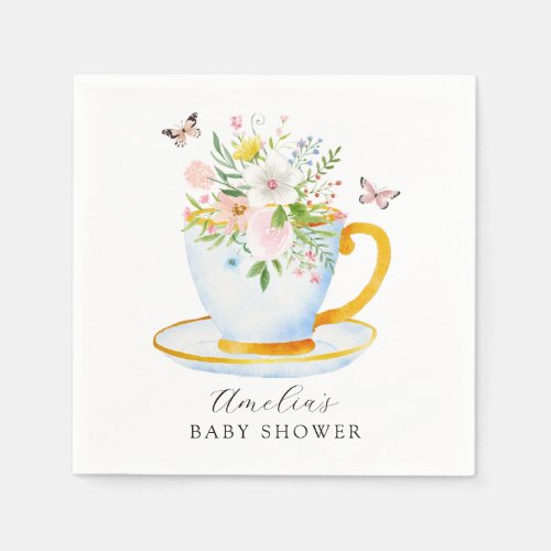 Time for Tea Baby Shower Whimsical Wildflower Napkins