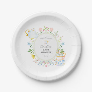Time for Tea Baby Shower Whimsical Wildflower Paper Plates