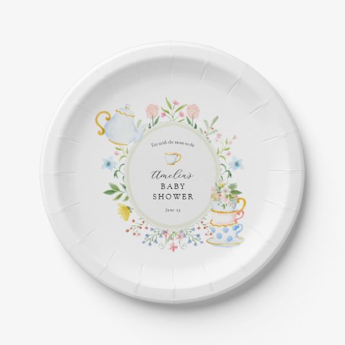 Time for Tea Baby Shower Whimsical Wildflower Paper Plates