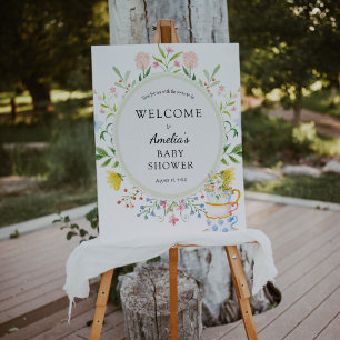 Time for Tea Baby Shower Wildflower Welcome Foam Board