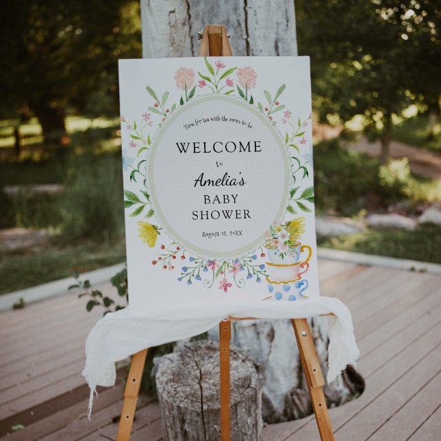 Time for Tea Baby Shower Wildflower Welcome Foam Board (Creator Uploaded)