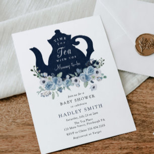 Time for Tea Blue Baby Shower Invitation
