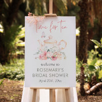 Time For Tea Boho Floral Welcome Sign