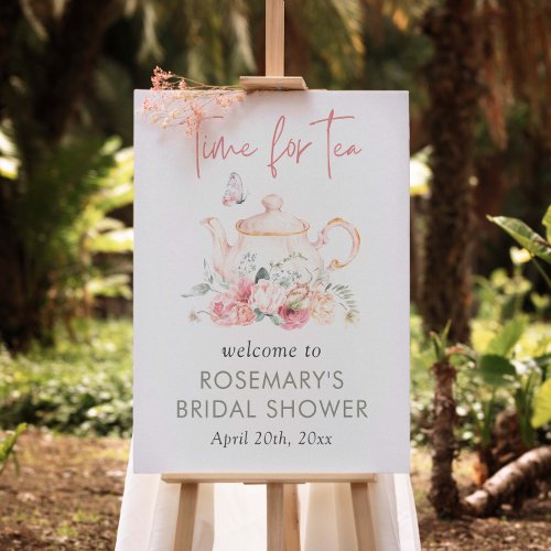 Time For Tea Boho Floral Welcome Sign