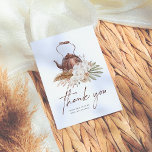 Time For Tea Boho Pampas Terracotta Bridal Shower Thank You Card<br><div class="desc">An elegant thank you card to match our Time For Tea Boho Pampas Terracotta Bridal Shower collection. This design features a charming hand-drawn copper kettle decorated with a watercolor floral bouquet of boho pampas grass, dried palm leaves, white orchids, and dusty pink roses. The earth tones color palette adds warmth...</div>