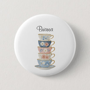 Time for Tea Bridal Shower Favor Name Tag Button