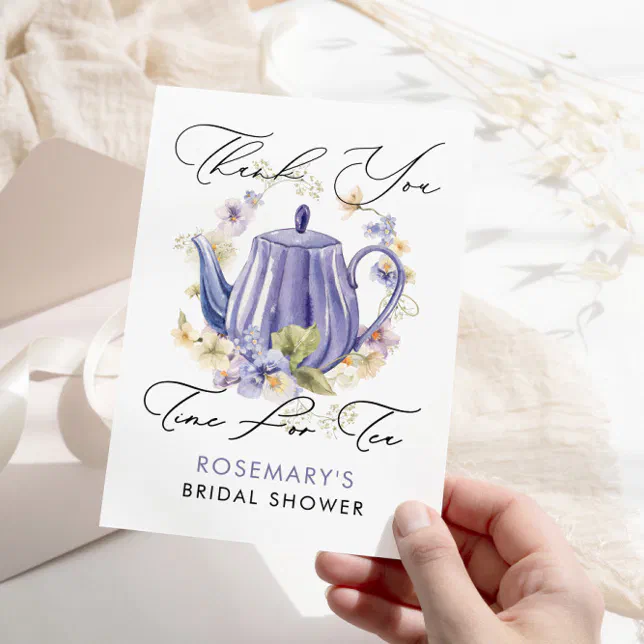 Time For Tea Bridal Shower Handwritten Thank You Card | Zazzle