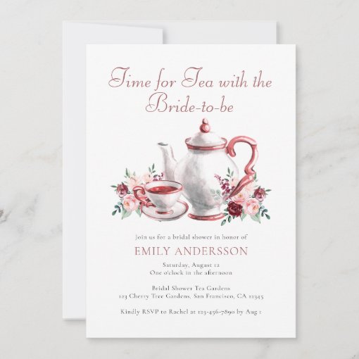 Time for Tea Bridal Shower Party Invitation | Zazzle