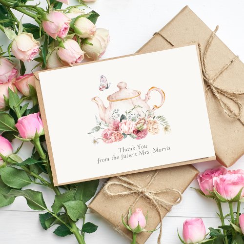 Time For Tea Bridal Shower  Thank You Card