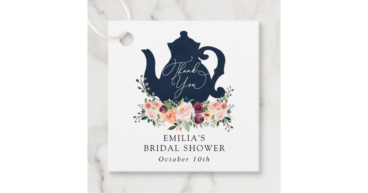 Time for Tea Bridal Shower Thank you Classic Round Favor Tags | Zazzle