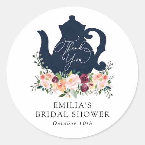 Time for Tea Bridal Shower Thank you Classic Round Sticker
