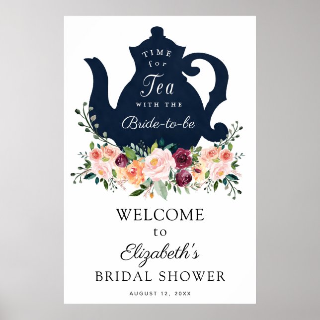 Time for Tea Bridal Shower Welcome Sign (Front)