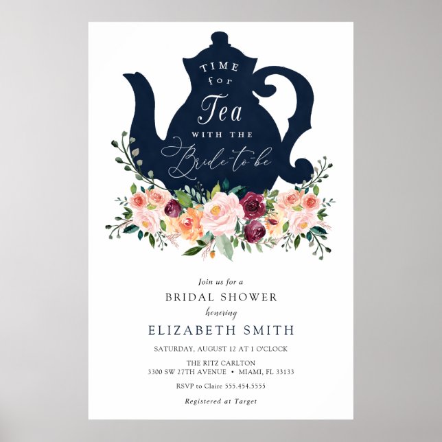 Time for Tea Bridal Shower Welcome Sign (Front)
