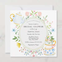 Time for Tea Bridal Shower Wildflower Invitation