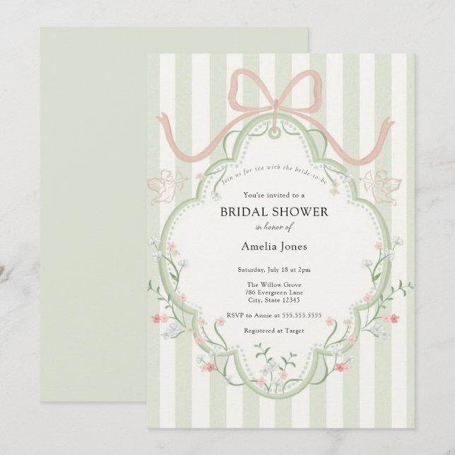 Time for Tea Bridal Shower Wildflower  Invitation (Front/Back)