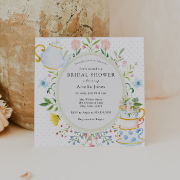 Time For Tea Bridal Shower Wildflower Invitation by AdorePaperCo at Zazzle