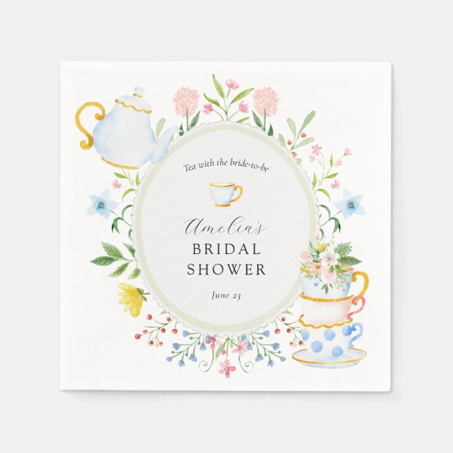 Time for Tea Bridal Shower Wildflower Napkins (Front)