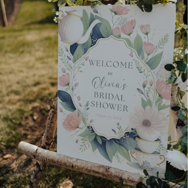 Time for Tea Bridal Shower Wildflower Welcome Foam Board (Creator Uploaded)