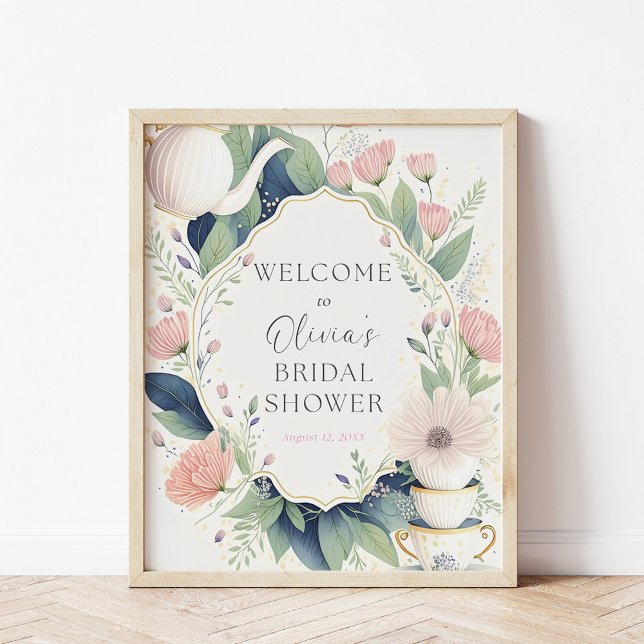 Time for Tea Bridal Shower Wildflower Welcome Poster (Creator Uploaded)