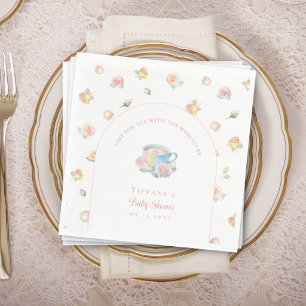 Time For Tea Elegant Floral Tea Party Baby Shower Napkins