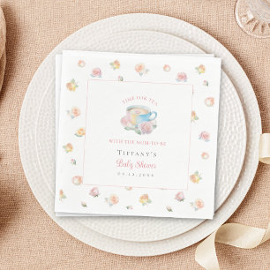 Time For Tea Elegant Floral Tea Party Baby Shower Napkins