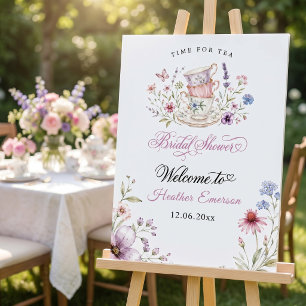 Time for Tea Elegant Teacup Purple Watercolor Foam Board