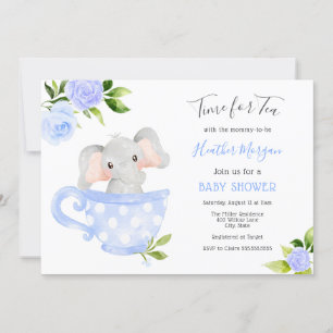 Time for Tea Elephant Baby Shower Invitation