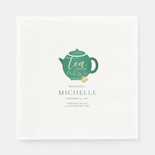 Time for Tea Emerald Gold Modern Bridal Shower Napkins