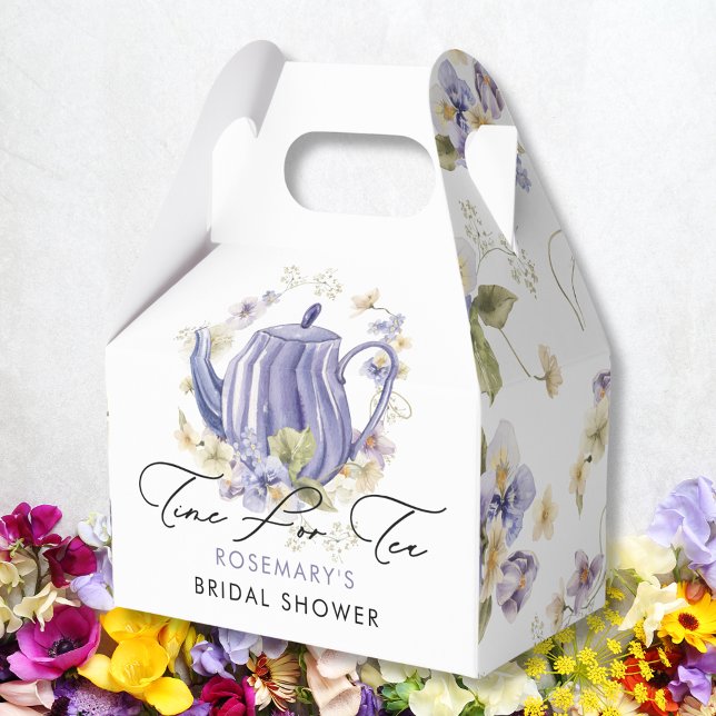 Time For Tea Floral Bridal Shower Favor Boxes (Creator Uploaded)