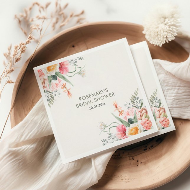 Time For Tea Floral Bridal Shower Napkins (Creator Uploaded)