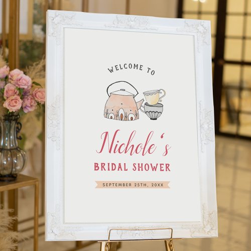 Time For Tea Floral Bridal Shower Welcome Sign