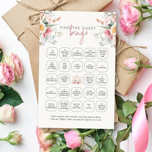 Time For Tea Floral Find The Guest Bingo Game