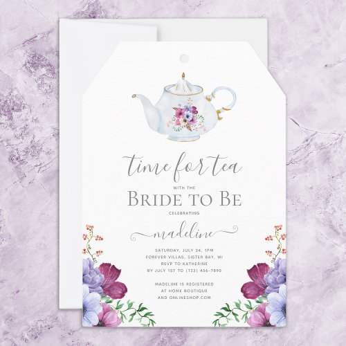 Time For Tea Floral Vintage Bridal Shower Invitation