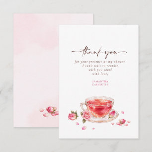 Time for tea glass teacup roses baby shower thank you card