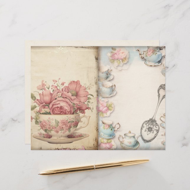 Time for Tea Junk Journal Paper (Front/Back In Situ)