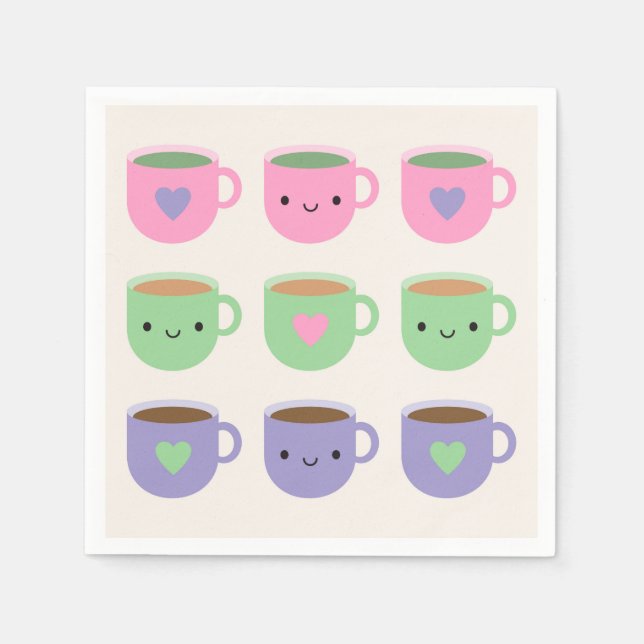 Time For Tea - Kawaii Cup of Tea Napkins (Front)