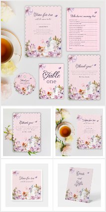 Time for Tea Party Watercolor Floral Baby Shower