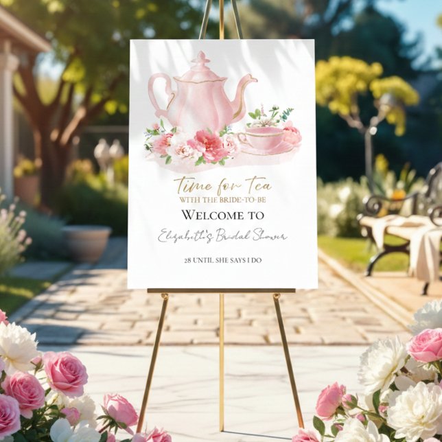 Time for Tea |  Pink Bridal Shower Welcome Sign (Creator Uploaded)