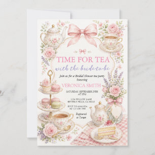 Time for Tea Pink Floral Bridal shower Invitation