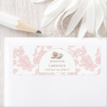 Time for Tea Pink Toile Return Address