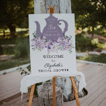 Time for Tea Purple Bridal Shower Welcome Sign<br><div class="desc">Welcome guests to your bridal shower with this beautiful poster,  featuring a purple lavender tea pot with purple and pink flowers with greenery. Add the guest of honor's name,  shower date and custom welcome text using the fields provided.</div>