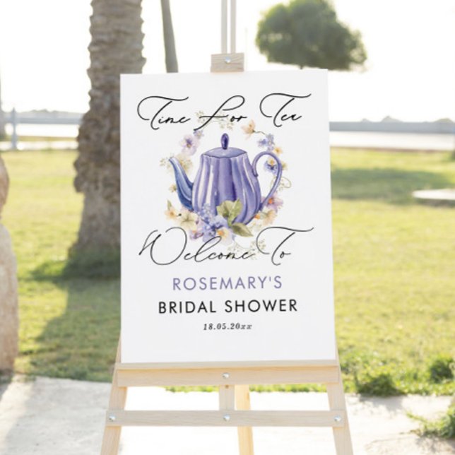 Time For Tea Purple Teapot Bridal Shower Foam Board (Creator Uploaded)