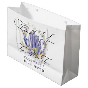 Time For Tea Purple Teapot Bridal Shower Large Gift Bag