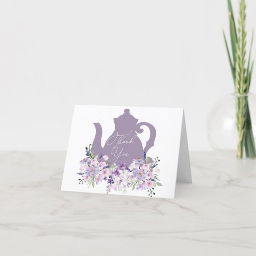 Time for Tea Shower Lavender Thank You Card
