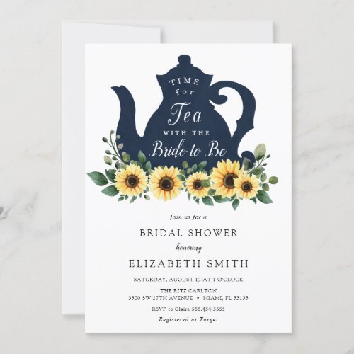 Time for Tea Sunflower Bridal Shower Invitation