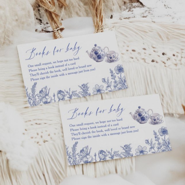 Time For Tea Toile Baby Shower Books For Baby Enclosure Card (Creator Uploaded)