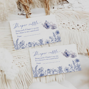 Time For Tea Toile Baby Shower Diaper Raffle Enclosure Card