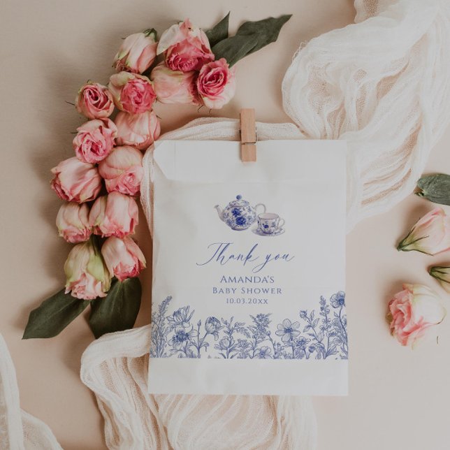Time For Tea Toile baby Shower  Favor Bag (Creator Uploaded)
