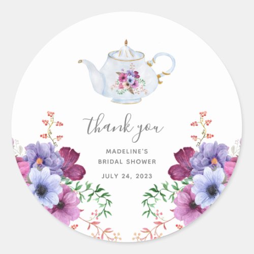 Time For Tea Vintage Bridal Shower Thank You Classic Round Sticker