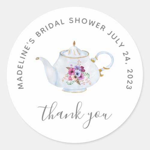 Time For Tea Vintage Bridal Shower Thank You Classic Round Sticker